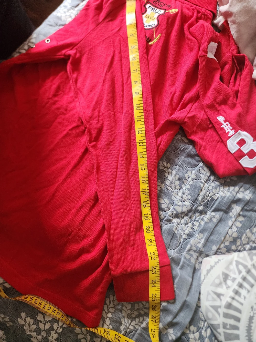 Ralph Lauren Red Long-Sleeve Polo with White Sash & Black Polo Graphic